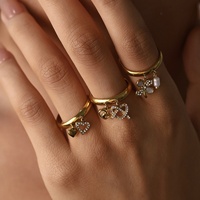 Bague pendentif en forme de cœur trèfle à quatre feuilles sertie de diamants pour femme RH Luxury, plaquée or 18 carats, acier inoxydable, bijoux tendance