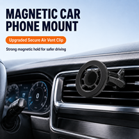 Support de téléphone magnétique à quatre bras creux pour grille d'aération de voiture, en alliage d'aluminium, avec crochet, double bouton, rotation stable à 360 degrés, hauteur réglable