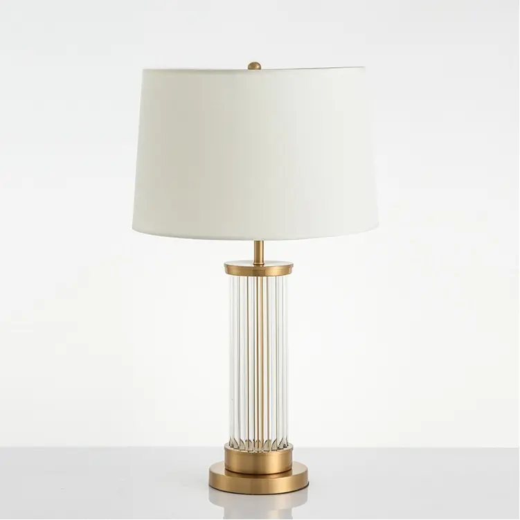 European Brass Crystal Table Light Hotel Bedside Decorative Metal Lamp LED Table Lamp