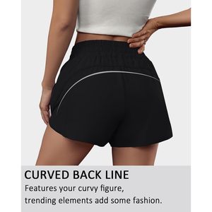 FOXA Pantalones cortos para correr para mujer, elásticos, de cintura alta, con bolsillos, pantalones cortos deportivos de secado rápido, longitud de 2,5 pulgadas - Product Image 3