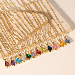 ZHENXI <span class=keywords><strong>2022</strong></span> mode Offre Spéciale acier inoxydable 18K or résistant au ternissement douze <span class=keywords><strong>mois</strong></span> naissance pierre Zircon pierre collier pour les femmes - Product Image 4