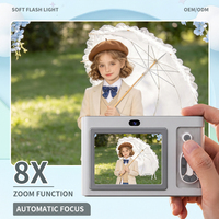 Caméra numérique pour vlog de voyage avec lumière d'appoint intégrée à 16 LED, zoom 8x sans objectif, caméra de poche portable sans bordure