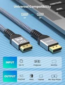 SYONG 8K <span class=keywords><strong>DisplayPort</strong></span> <span class=keywords><strong>Cable</strong></span> 1,4, hasta 5M [8K60Hz, 4K144Hz, 2K165Hz, HDR] <span class=keywords><strong>Cable</strong></span> DP de alta velocidad, portátil compatible, PC, juegos, TV - Product Image 6