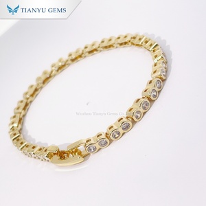 Tianyu Gems Wholesale Gold Plated <b>Copper</b> Rhinestone Tennis <b>Bracelet</b> Sparkling Round Stone Link Fashion Jewelry for Women - Product Image 2