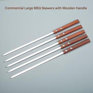 Pinchos de barbacoa de acero inoxidable grandes y pesados con mango de madera, tenedores para barbacoa, pinchos para shish kebab, pinchos para kebab - Product Image 2