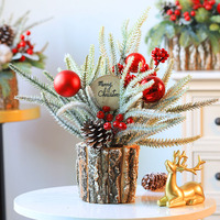 35cm Mini Holy Desktop Weihnachts baum Simulation PE Weihnachts dekoration Home Ornament Rinde Holzfass Baum