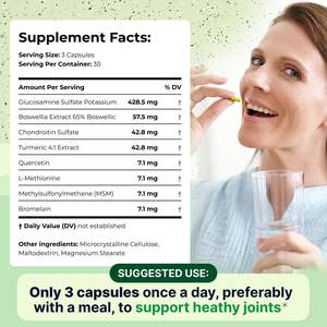 Glukozamin kondroitin zerdeçal gelişmiş eklem kıkırdak formülü sağlıklı eklem hareketliliğini ve kıkırdak eklem kapsüllerini destekler - Product Image 4