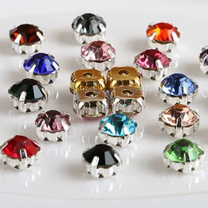 Manufacture Wholesale Crystal Glass Stones For Clothes, Silver/Gold Plating Brass Claw Setting Sew On Rhinestone