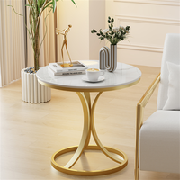 Table d'appoint moderne en marbre doré et métal, style nordique, durable, pour salon, table basse, table de chevet, table d'appoint