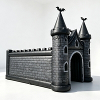 Tente d'entrée gonflable personnalisée en forme de tête de chien noir pour Halloween, tunnel de passage buccal pour fête