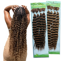 Extensions de cheveux synthétiques BELEZA en gros, teintes, ondulées profondes, pour tresses au crochet, torsades bouclées, double trame, 22 pouces