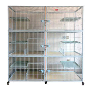 3 katmanlı <span class=keywords><strong>pet</strong></span> hastane Metal büyük beyaz kedi villa kafes kapalı tekerlekler için pembe kedi villa - Product Image 2