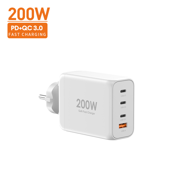 EU 200W/65W GaN PD3.0 Adapter Smart Fast Charger for Mobile Phones Laptops IPads-Full 100W Type-C USB Wall Charger