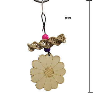Venta caliente transfronterizo ratán tejido pájaro juguete madera flor floreciente con cuero loro morder juguete Color al azar - Product Image 6