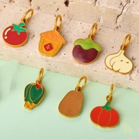 Pendentif en acier inoxydable de haute qualité, motif charmant de légumes et fruits, émail goutte d'huile, pour la fabrication de bijoux DIY, ne se décolore pas, vente en gros