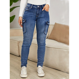 Jeans con elastico alto a vita media da donna transfrontaliera per il commercio estero Jins abbigliamento da lavoro alla moda vestibilità regolare impermeabile traspirante - Product Image 6