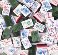 Qingchen - Juego de Fichas de Mahjong Americanas de Lujo, Fichas de la Suerte de Calidad, Diseño Moderno en Mármol Verde, Acrílico, para 4 Jugadores, Resistente al Agua