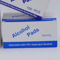 Tampons de préparation à l'alcool à usage unique, 70% d'isopropyle, emballés individuellement, non tissés, 3x6cm, 100 pièces