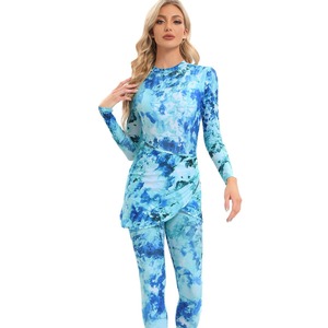 Großhandel <span class=keywords><strong>Borkini</strong></span> Muslimischer Langarm-Badeanzug für Damen Einfarbiger Badeanzug 4-teilige Islamische Bescheidene Badebekleidung für Frauen - Product Image 2