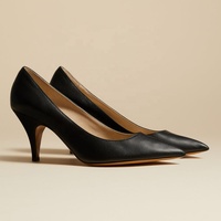 Chaussures à talons hauts pour femmes, chaussures habillées de classe, chaussures de travail à talons moyens, chaussures de bureau en cuir véritable, talons hauts kitten, grandes tailles