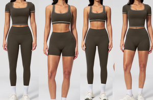 Conjuntos Deportivos para Mujer OEM, Camiseta de Manga Corta, Ropa de Entrenamiento, Bra Deportivo Ajustado para <span class=keywords><strong>Yoga</strong></span>, Shorts Deportivos para Gimnasio, Leggings para <span class=keywords><strong>Yoga</strong></span> y Ejercicio - Product Image 4