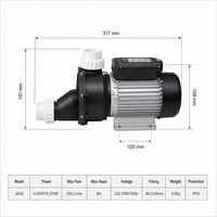 Mini pompe de spa pour baignoire 0,5 CV 220 V avec interrupteur pneumatique, raccord 48,5 mm, sans prise, câblage direct, pompe de circulation d'eau PROWAY pour hydromassage