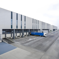 Entrepôt préfabriqué en structure acier de conception moderne, ossature préfabriquée