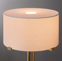 Lampe de table double en laiton de style Mid-Century Premium, simple, écologique, avec abat-jour en lin neutre surdimensionné E26, moderne, flexible pour la lecture