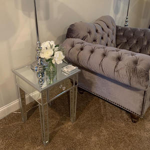 European Luxury Glass Bed Side Moroccan Sofa Side Cabinet Modern <strong>Mirrored</strong> End Table With Drawer - Product Image 6