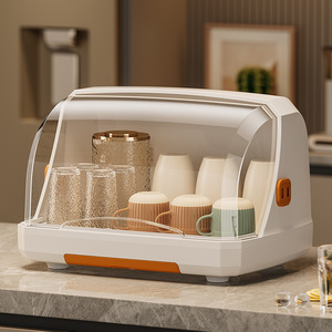 Dustproof Cup Storage Rack With Plastic Lid Square Multi-purpose Desktop Draining Tray For Tea And Water Cups - Product Image 1