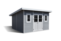 Caseta de herramientas exterior de madera WPC Serie D con protección UV, moderna, ecológica y resistente, para jardín, taller o almacén.