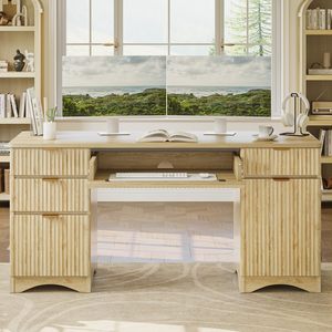 SENYU Modern <b>Wood</b> Computer <b>Desk</b> With Storage Drawers For Home <b>Office</b> Workstation - Product Image 5