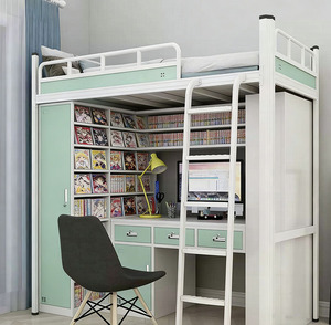 <span class=keywords><strong>Lit</strong></span> superposé moderne en métal avec <span class=keywords><strong>bureau</strong></span> intégré, cadre en acier, <span class=keywords><strong>lit</strong></span> surélevé avec armoire pour chambre d'enfant ou <span class=keywords><strong>adulte</strong></span> - Product Image 4