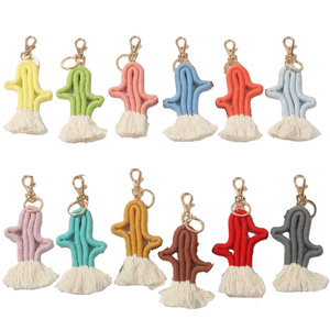 Llavero de <span class=keywords><strong>Cactus</strong></span> Boho con Borlas, Colgante para Mujer, Accesorios para Bolsos, Carteras y Mochilas - Product Image 1