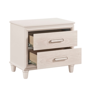 Modern Glam Two <b>Drawer</b> Nightstand Wooden Bedside Cabinet <b>Storage</b> Furniture - Product Image 3