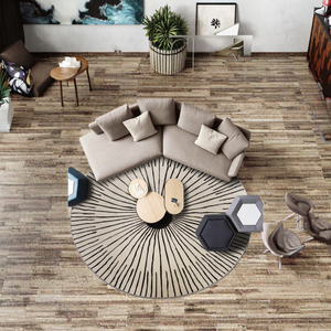 Tapis moderne de haute qualité fait main en laine à motifs géométriques rayés, insonorisant, anti-décoloration et antidérapant pour hall d'entrée et salon - Product Image 3
