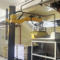 Système robotisé de déchargement de sacs avec caméra de vision 3D, bras colonne à plateau tournant, pour l'évidement de sacs de poudre chimique, double trémie