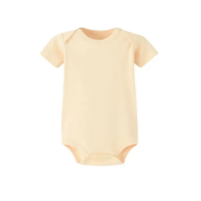Haute qualité mignon nouveau-né bébé vêtements été à manches courtes bébé barboteuse couleur unie bébé coton bio body
