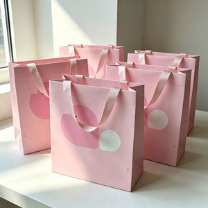 Sac en papier robuste blanc sans couture, personnalisé avec logo en feuille d'or gaufrée et laminée, écologique, pour promotion commerciale - Product Image 1