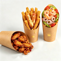 Gobelets à charcuterie en papier kraft de qualité alimentaire à paroi simple, personnalisables avec logo, pour frites gaufrettes à emporter