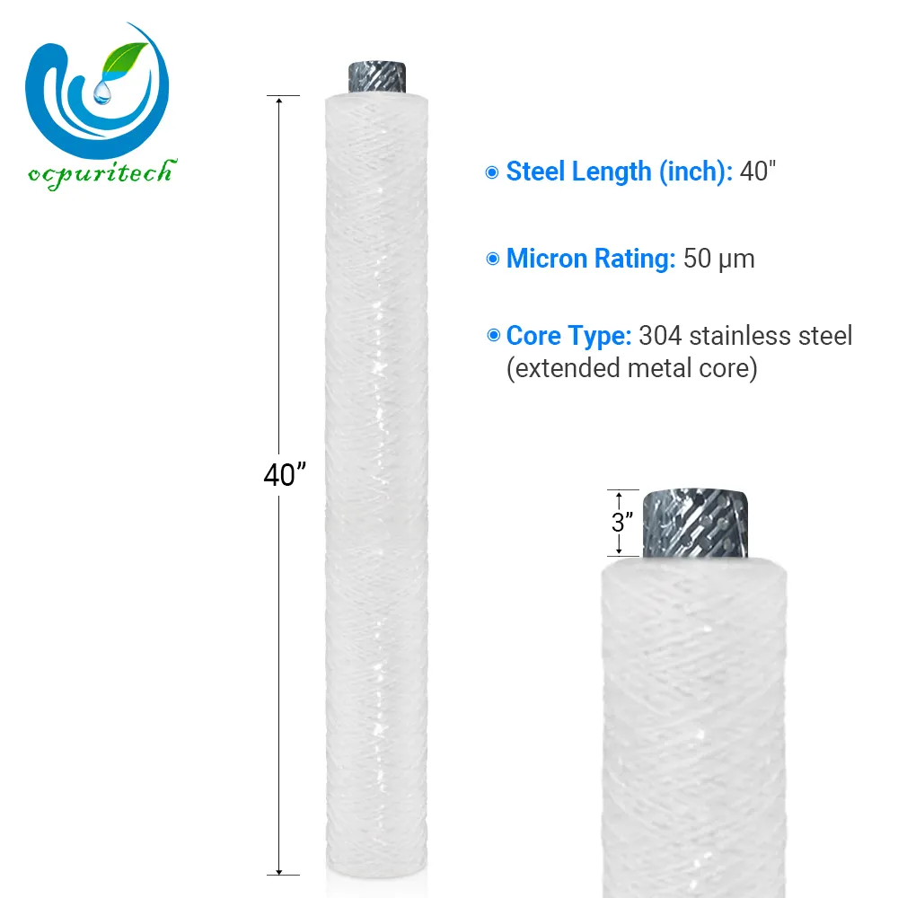 10 20 30 40 Zoll Gebleichte Baumwolle SS-Kern Eisen entfernung Schnur gewickelte Filter patrone pp Garn filter für Wasserfilter