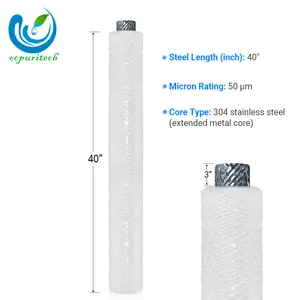 Cartucho de filtro de hilo PP para filtro de agua, núcleo de algodón lixiviado de 10, 20, 30 y 40 pulgadas