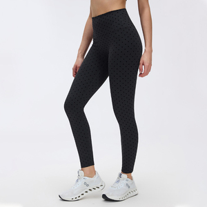 Leggings de yoga taille haute respirants à séchage rapide en Spandex/Nylon avec fermeture éclair dorée, longueur intégrale, vente en gros depuis l'entrepôt américain en Europe - Product Image 4