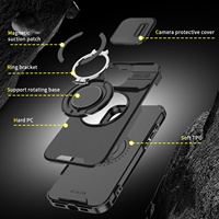 Nouvelle Coque Anti-Choc avec Cache Caméra Coulissant et Support Bague 360 pour iPhone 17 17 Pro Max, pour Samsung, Google, Xiaomi