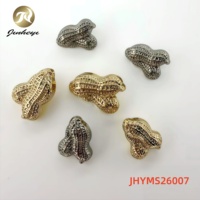 Kancing Logam 3D Stereo Bentuk Kacang, Hiasan Vintage Warna Emas Perak, Kancing Jahit untuk Gaun, Mantel, Tas
