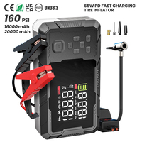 16000mAh Car Battery Jump Starter Portable Tire Inflator 65W PD Fast Charging 4000A Peak Current 160PSI Digital Pump LED Light