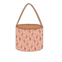 Sac de Noël personnalisé avec impression pain d'épice, sac seau de bonbons pour enfants, sac à main pour femme, panier monogramme pour enfants pour jouet