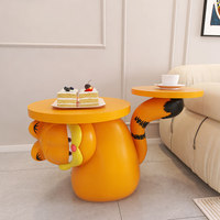Table basse en résine style crème Garfield, table d'appoint, meuble d'angle mobile pour salon, chevet de lit, décoration et ornements