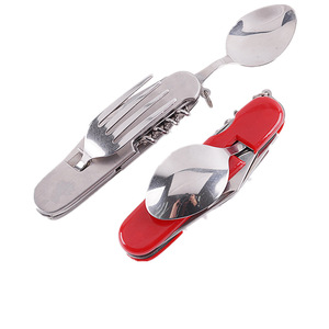 Couteau de camping multifonction personnalisé en gros, couteau pliant de voyage, fourchette et cuillère avec ouvre-bouteille/décapsuleur - Product Image 2