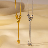 Collier réglable en acier inoxydable avec chaîne serpent et pendentif vide à sertir pour perles DIY, cadeau pour femme